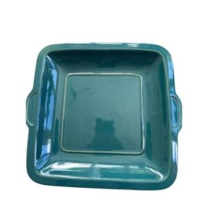 Denby Harlequin Square Serving Plate Teal Green Handcrafted England 10.5in‎ GOOD